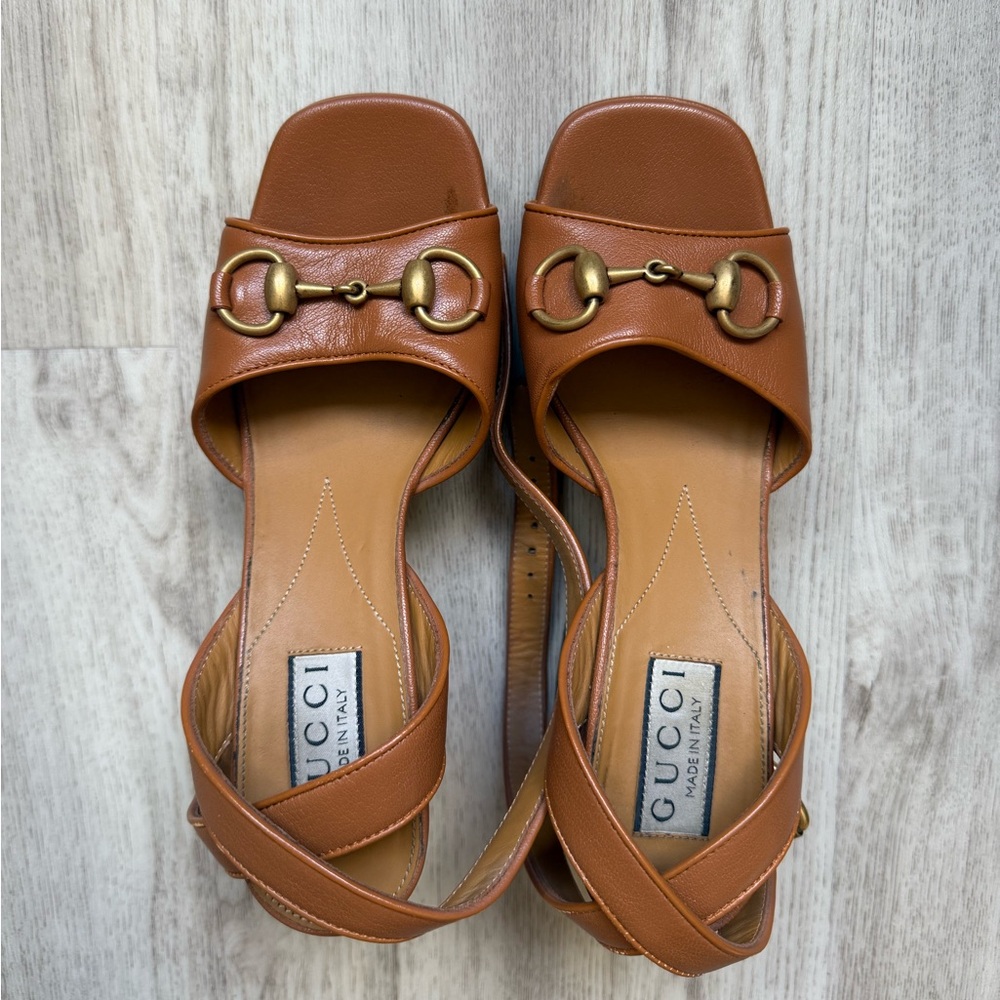 Gucci Horsebit Leather Platform Sandals